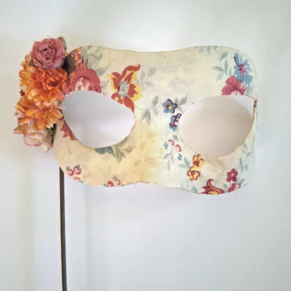 Vintage Floral Handmade Masquerade Mask Victorian Fabric